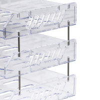 Набор лотков для бумаг горизонтальных с широкой загрузкой, "Сити", 3 шт., на металлических стержнях, прозрачный Набор лотков для бумаг горизонтальных с широкой загрузкой, "Сити", 3 шт., на металлических стержнях, прозрачный