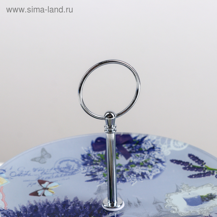 Этажёрка - фруктовница круглая Доляна «Лаванда», 2 яруса, d=25/20 см, стекло, цвет сиреневый Этажёрка - фруктовница круглая Доляна «Лаванда», 2 яруса, d=25/20 см, стекло, цвет сиреневый