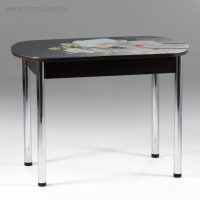 Стол раздвижной с фп Орхидея белая, 1100/1500х700х777, стекло/пояс венге/ноги хром прямые Стол раздвижной с фп Орхидея белая, 1100/1500х700х777, стекло/пояс венге/ноги хром прямые