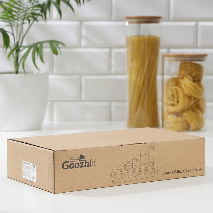 Набор банок стеклянных для сыпучих продуктов «Эко», 3,7×6,5 см, 8,5 см, 10 см, 12,5 см, 15,5 см, 5 шт Набор банок стеклянных для сыпучих продуктов «Эко», 3,7×6,5 см, 8,5 см, 10 см, 12,5 см, 15,5 см, 5 шт