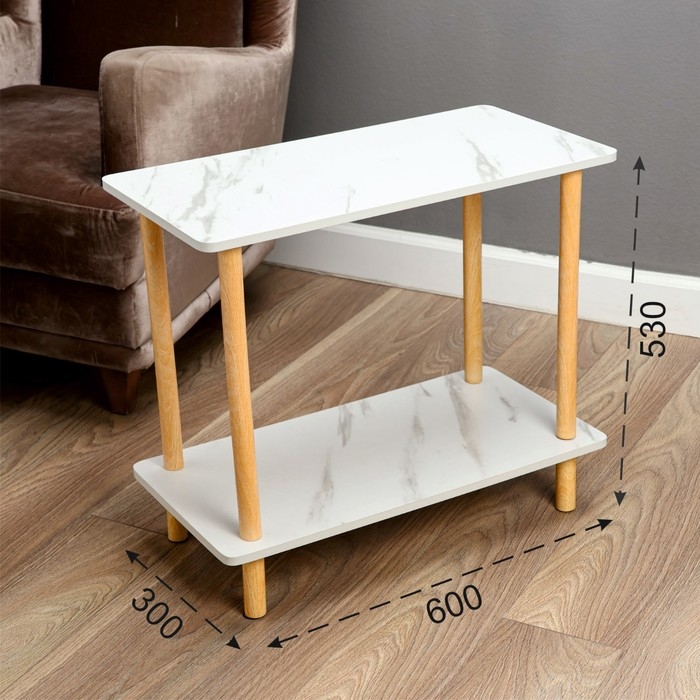 Столик журнальный, дерево, 60х30х53 см, белый Столик журнальный, дерево, 60х30х53 см, белый