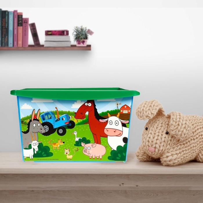Ящик для игрушек, с крышкой, &laquo;Синий трактор&raquo;, объём 30 л