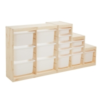 Стеллаж TROFAST-4, с контейнерами, вертикальный, Массив сосны