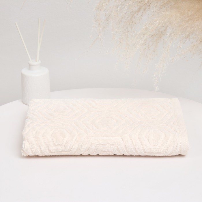 Полотенце махровое &laquo;Ромб&raquo;, цвет ваниль, 70х130 см, хлопок, 450г/м