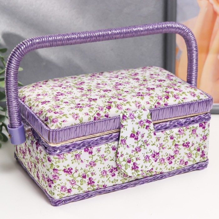 Шкатулка для рукоделия Шкатулка для рукоделия "Сиреневые незабудки" 10х13х19,5 см