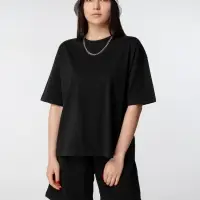 Футболка оверсайз женская Boxy Women, черная, размер L