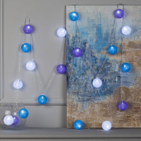 Гирлянда &laquo;Нить&raquo; 5 м с насадками &laquo;Клубки черничные&raquo;, IP20, прозрачная нить, 20 LED, свечение белое, 220 В