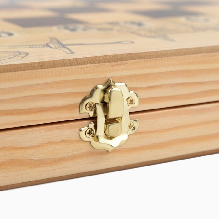 Настольные игры 3 в 1 "Рыцарь" шахматы, шашки, нарды, деревянные, большие, 50 х 50 см