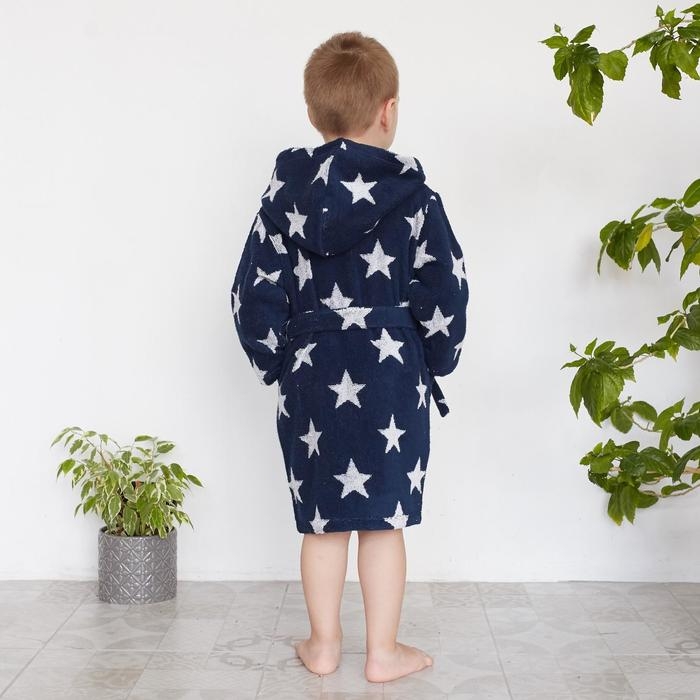 Халат махровый детский Крошка Я &laquo;Звездочки&raquo; размер 30, цвет синий, 100% хлопок 360 г/м2