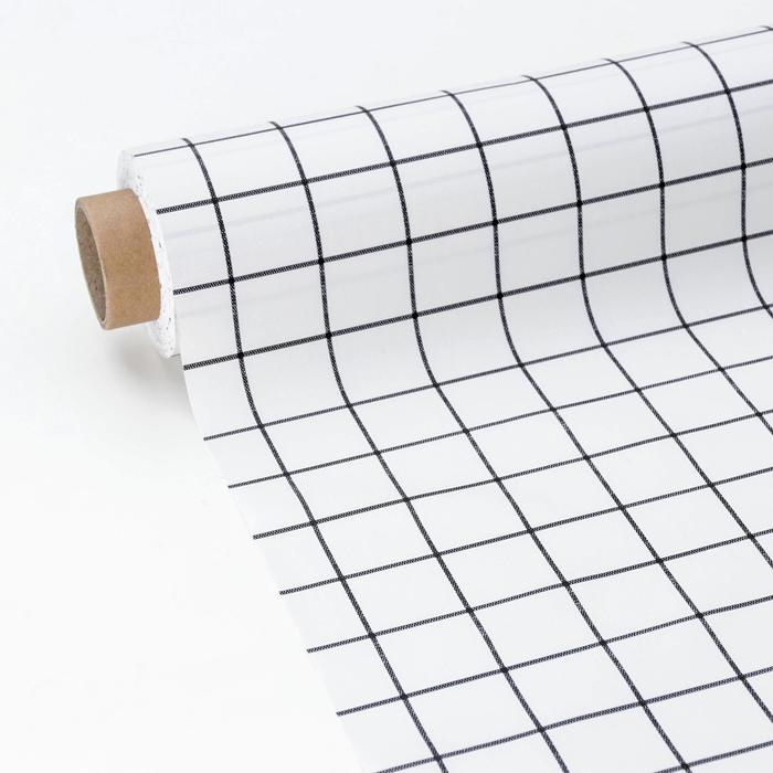 Клеёнка на стол &laquo;Клетка&raquo;, на тканевой основе, ширина 137 см, рулон 20 м, толщина 0,25 мм, цвет белый