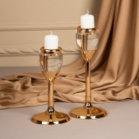 Подсвечник металл, стекло на 1 свечу &laquo;Безмятежность&raquo; цвет золото 11 х 11 х 21 см