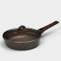 Сковорода Доляна &laquo;Брауни&raquo;, d=26 см, съёмная ручка, стеклянная крышка, антипригарное покрытие, индукция