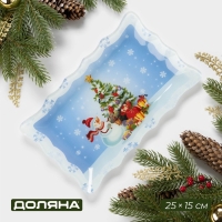 Блюдо стеклянное прямоугольное Доляна &laquo;Зимняя сказка&raquo;, 25&times;15 см