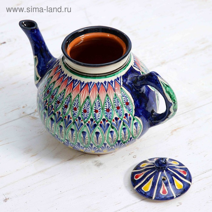 Чайник Риштанская Керамика Чайник Риштанская Керамика "Узоры", 1600 мл, синий микс