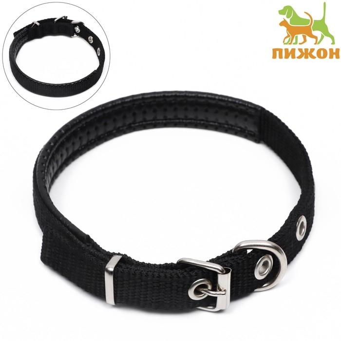 Ошейник Ошейник "Комфорт" комбинированный, 39 х 1,5 см, ОШ 26-33 см, чёрный