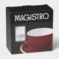 Кофейная пара фарфоровая Magistro Coffee time, 2 предмета: чашка 200 мл, блюдце d=14,5 см, цвет красный Кофейная пара фарфоровая Magistro Coffee time, 2 предмета: чашка 200 мл, блюдце d=14,5 см, цвет красный