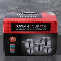 Набор кастрюль из нержавеющей стали &laquo;Тиссен&raquo;, 5 предметов: 1,8 л, 2,5 л, 3,5 л, 4,5 л, 6 л, d=18/20/22/24/26 см, металлические крышки