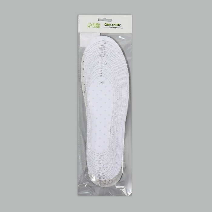 Стельки для обуви, универсальные, дышащие, р-р RU до 44 (р-р Пр-ля до 46), 28 см, пара, цвет белый