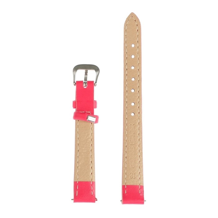 Ремешок для часов "Соломон", 12 мм, натуральная кожа, l-20 см, розовый