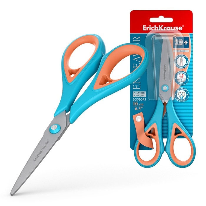 Ножницы ErichKrause Endeavor, 16 см, лезвия из нержавеющей стали, антискользящие резиновые вставки, ударопрочный пластик, блистер, МИКС Ножницы ErichKrause Endeavor, 16 см, лезвия из нержавеющей стали, антискользящие резиновые вставки, ударопрочный пластик, блистер, МИКС