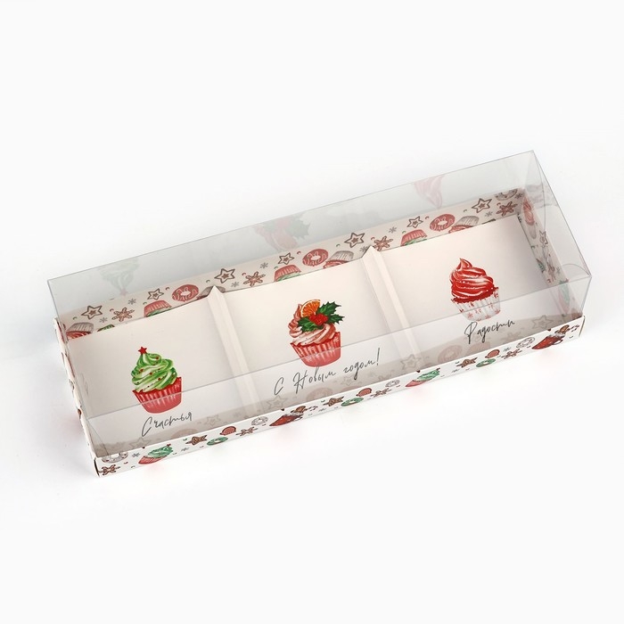 Коробка для для муссовых пирожных «С Новым годом», сладости, 27 х 8.6 х 6.5 см, Новый год Коробка для для муссовых пирожных «С Новым годом», сладости, 27 х 8.6 х 6.5 см, Новый год