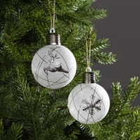 Набор ёлочных шаров &laquo;Серебристые нити&raquo; 2 шт., батарейки, 1 LED, свечение белое