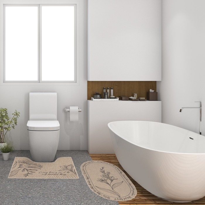 Набор ковриков для ванной Этель Набор ковриков для ванной Этель "Beautiful" 2 шт, 48х78 см, 40х45 см