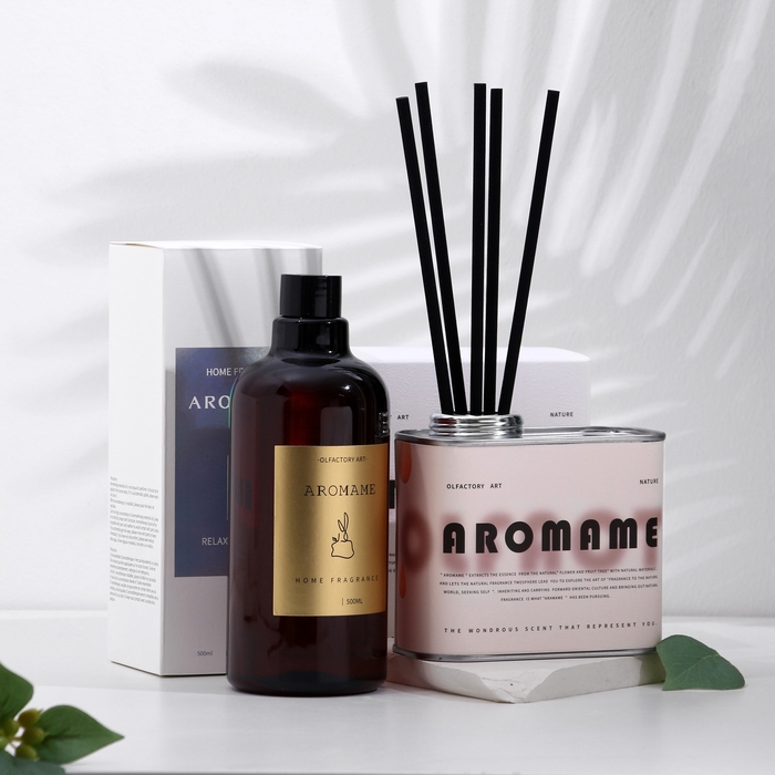 Набор диффузор ароматический "Aromame", гардения жасминовидная, 500мл прямоугольная банка