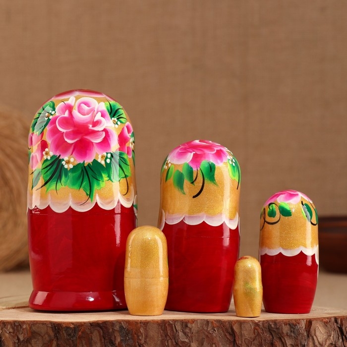 Матрёшка 5-ти кукольная Матрёшка 5-ти кукольная "Лиза" розы , 17-18см, ручная роспись.