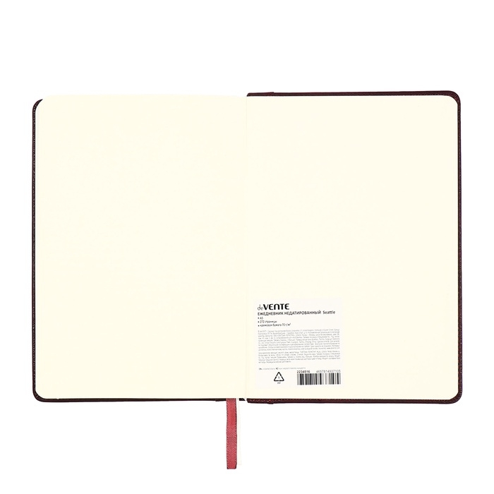 Ежедневник недатированный, твердая обложка кожзам с поролоном, термо тиснение, перфорация, ляссе, кремовый блок 70 г/м2, коричневый