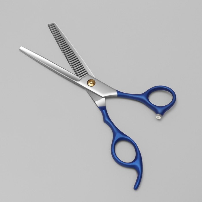 Ножницы филировочные с упором &laquo;Premium&raquo;, лезвие &mdash; 6,5 см, цвет серебристый/синий