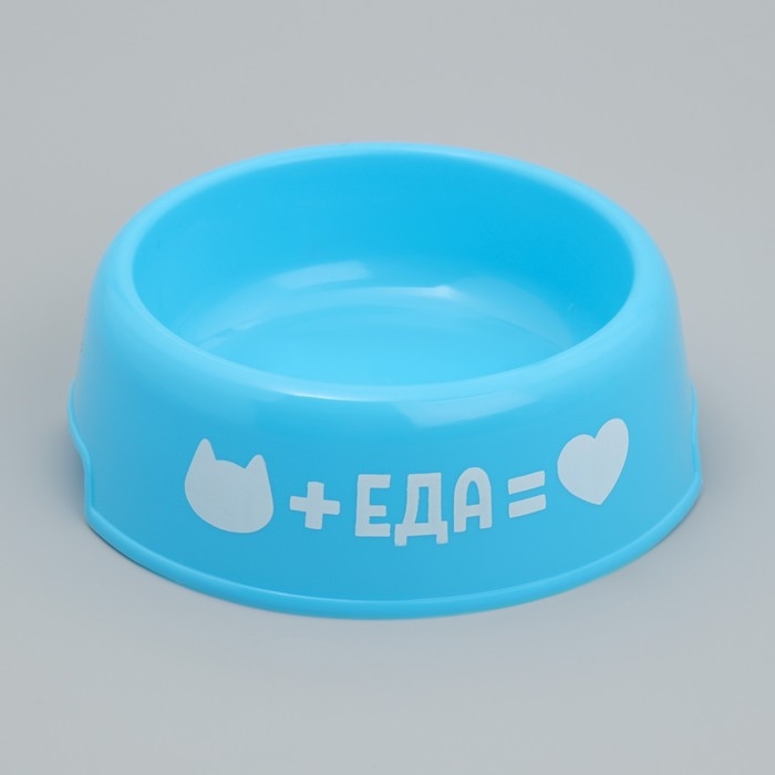 Миска пластиковая &laquo;Еда для кота&raquo;, 250 мл, голубая