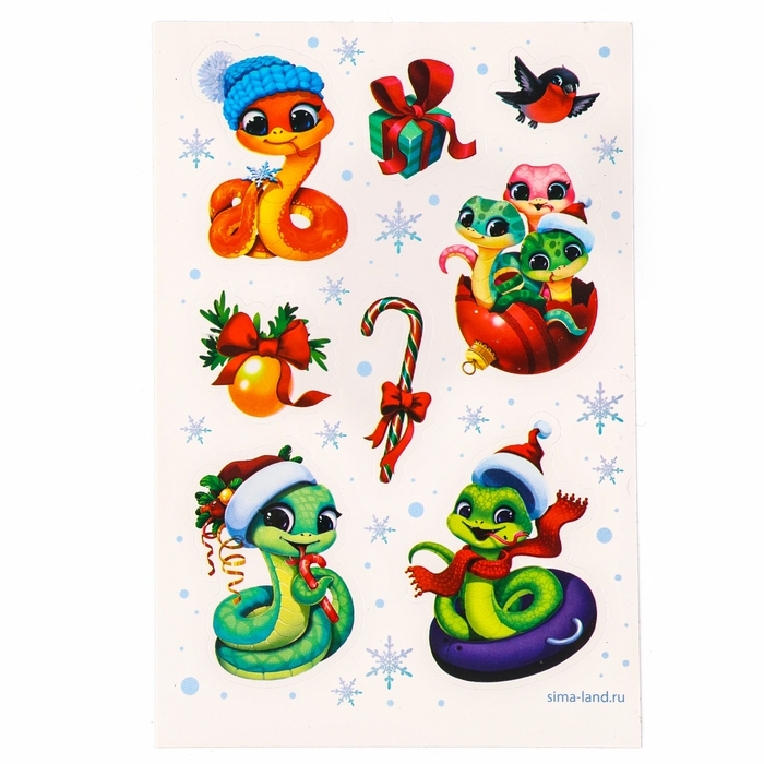 Блокнот гравюра на новый год &laquo;Радостная змея&raquo;, 10 листов, лист наклеек, А6, новогодний набор для творчества