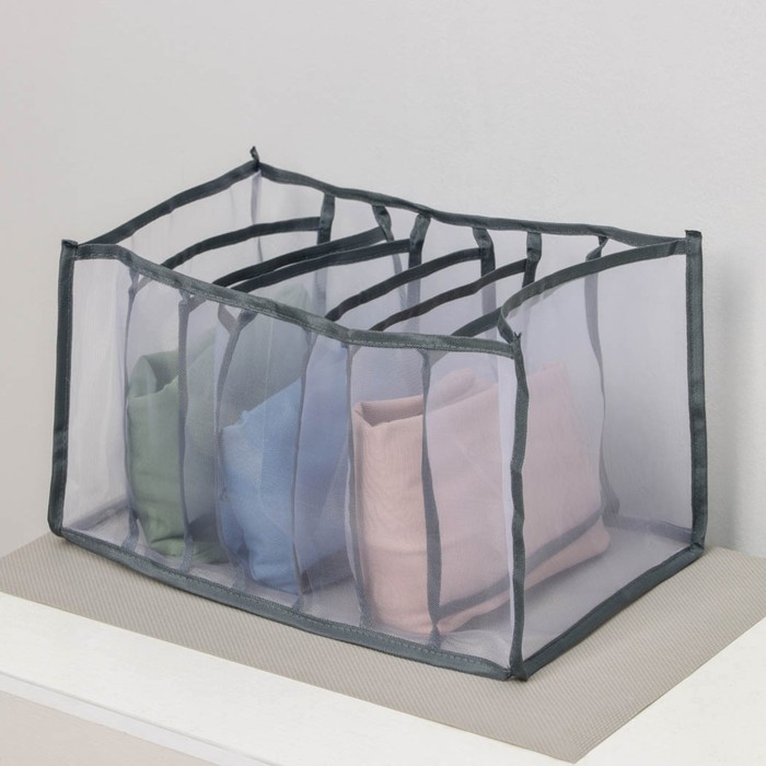 Органайзер для хранения белья «Пыльца», 7 отделений, 36×25×19,5 см, цвет серый Органайзер для хранения белья «Пыльца», 7 отделений, 36×25×19,5 см, цвет серый