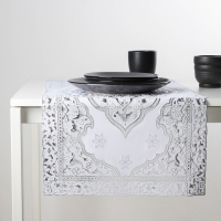 Салфетка сервировочная на стол &laquo;Восток&raquo;, ажурная, 84&times;40 см, ПВХ, цвет серебряный