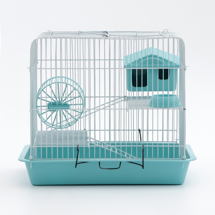 Клетка для грызунов Клетка для грызунов "Пижон" №3, с 2-я этажами, укомплектованная, 33 х 24 х 28 см, бирюзовая