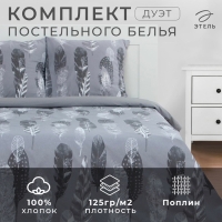 Постельное бельё Этель Дуэт &laquo;Перья&raquo; (вид 2) 143х215 см - 2 шт, 220х240 см, 70х70 см -2 шт, поплин 125 г/м