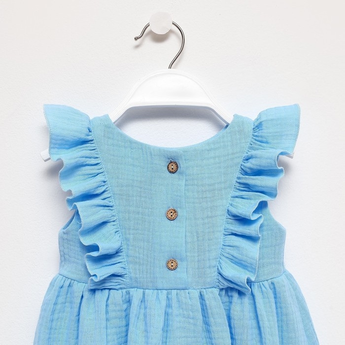 Платье детское с рюшей KAFTAN "Муслин", р 26 (80-86см), голубой