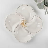 Менажница керамическая 4 ячейки &laquo;Богема&raquo;, 25,5&times;4 см, цвет белый