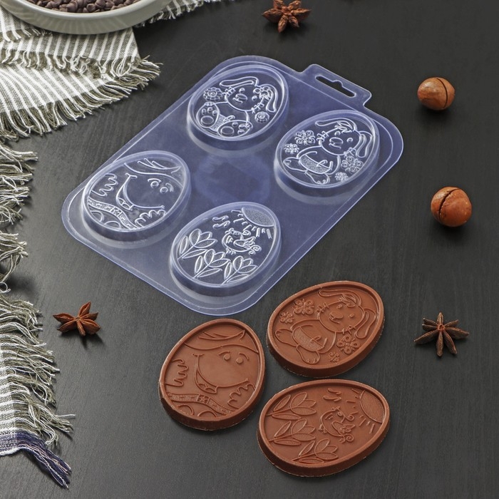 Форма для шоколада и конфет пластиковая &laquo;Шоко-яйца.Детская радость&raquo;, 21&times;14 см, цвет прозрачный