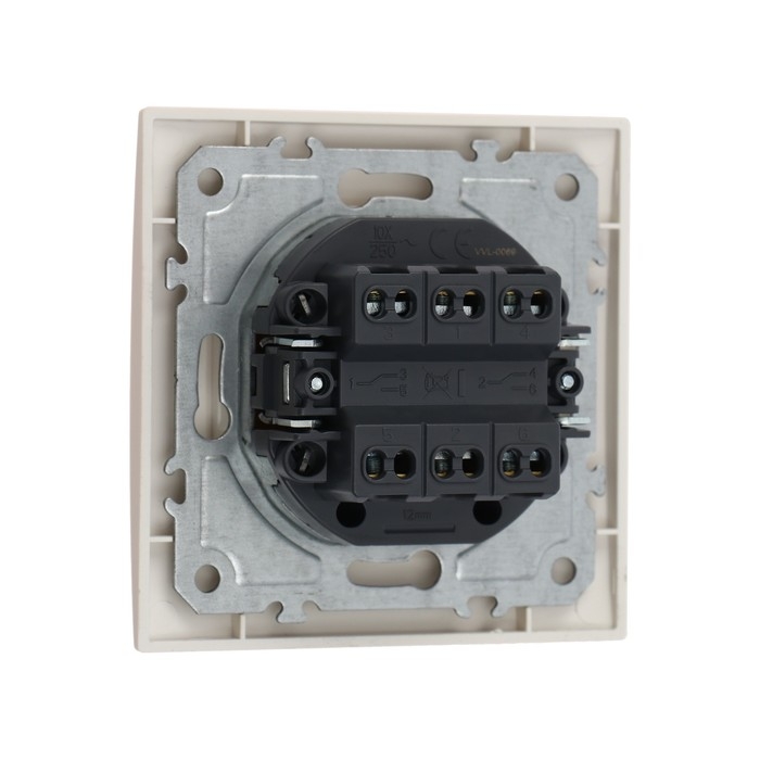 Выключатель проходной TOT Elegant, 10 А, 2 кл., скрытый, бежевый