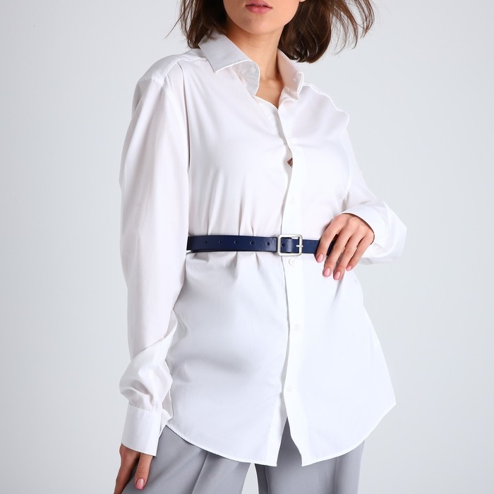 Ремень женский, ширина 2,4 см, винт, пряжка металл, цвет синий