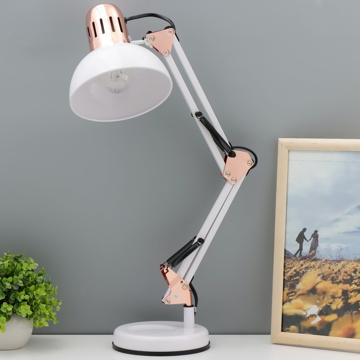 Настольная лампа Настольная лампа "Джоел" Е27 40Вт бело-золотой 15х15х63 см RISALUX