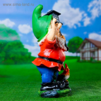 Садовый фонарь "Гном с фонарем и петухом" 31х23х56см Садовый фонарь "Гном с фонарем и петухом" 31х23х56см