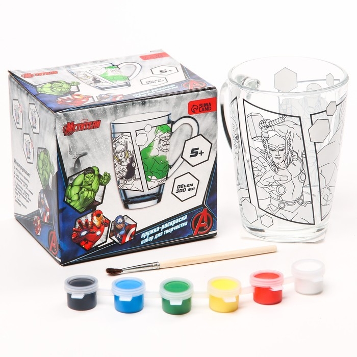 Роспись стеклянной кружки, 300 мл Роспись стеклянной кружки, 300 мл "Супер-герои", Мстители