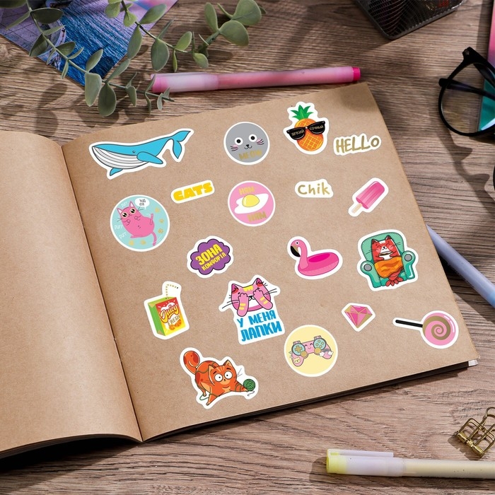 Наклейки детские в стикербуке &laquo;Настройся на позитив&raquo;, 8 листов, 14 х 21 см