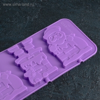 Форма для леденцов новогодняя Доляна &laquo;Дед Мороз&raquo;, силикон, 36&times;12 см, 4 ячейки (10,2&times;7,5 см), с палочками, цвет МИКС