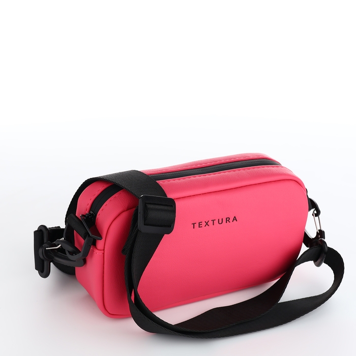 Сумка женская на молнии, TEXTURA, маленький размер, длинный ремень, цвет фуксия Сумка женская на молнии, TEXTURA, маленький размер, длинный ремень, цвет фуксия