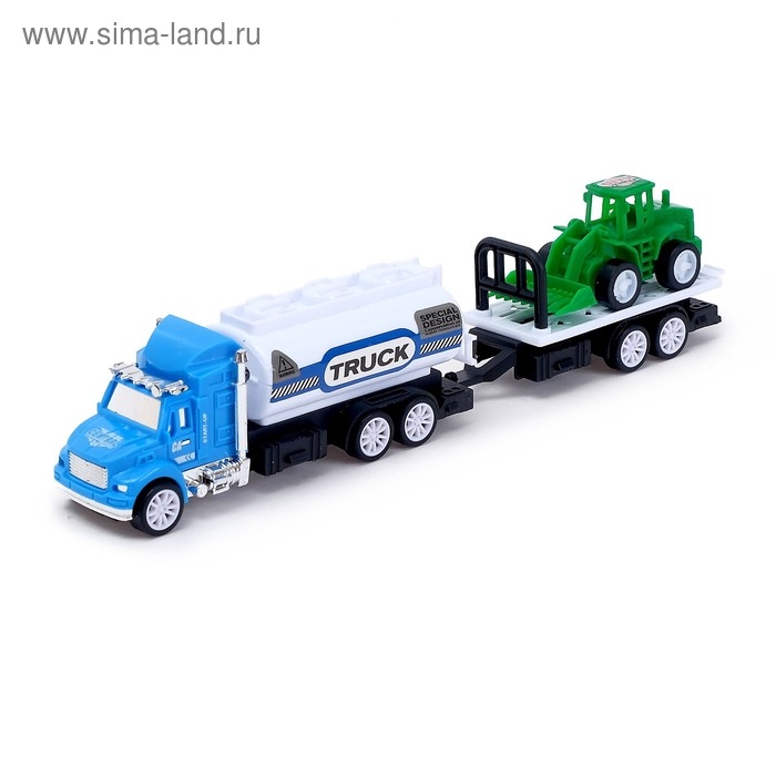 Грузовик инерционный «Городские службы» с трактором, МИКС Грузовик инерционный «Городские службы» с трактором, МИКС