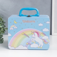 Копилка металл чемодан "Единорог и радуга" 9,5х15,5х19,5 см Копилка металл чемодан "Единорог и радуга" 9,5х15,5х19,5 см